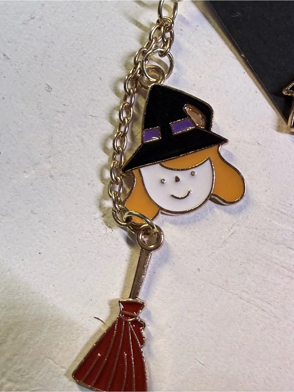 Halloween Mismatched Enamel Charm Earrings | Witch Broom Haunted House Pumpkin